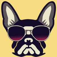 illustration graphique vectoriel de bouledogue français coloré portant des lunettes de soleil isolé bon pour le logo, l'icône, la mascotte, l'impression ou la personnalisation de votre conception