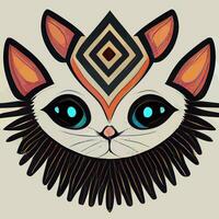 vecteur d'illustration d'un chat mignon dans un style de dessin à la main tribal, image pour l'impression sur une chemise