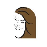 visage stylisé de belle femme avec une silhouette de cheveux longs. logo ou symbole du salon de beauté des cheveux pour femmes. vecteur
