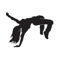 danseuse hip-hop féminine, silhouette vectorielle de femme street break dance sur fond blanc