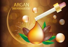 Sérum d'huile d'argan et concept d'arrière-plan Soins de la peau Cosmétique vecteur
