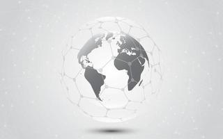 connexion réseau mondiale carte du monde gris fond de technologie vecteur