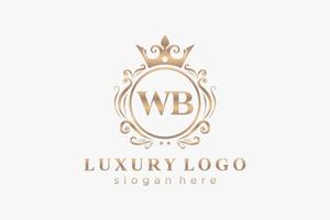 modèle de logo de luxe royal lettre initiale wb en art vectoriel pour restaurant, royauté, boutique, café, hôtel, héraldique, bijoux, mode et autres illustrations vectorielles.