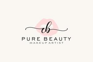 création initiale de logo préfabriqué pour les lèvres aquarelles eb, logo pour la marque d'entreprise de maquilleur, création de logo de boutique de beauté blush, logo de calligraphie avec modèle créatif. vecteur