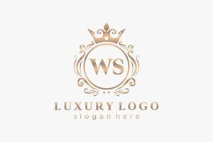 modèle de logo de luxe royal de lettre ws initiale dans l'art vectoriel pour le restaurant, la royauté, la boutique, le café, l'hôtel, l'héraldique, les bijoux, la mode et d'autres illustrations vectorielles.