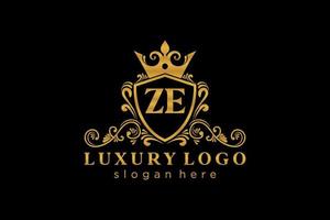 modèle de logo de luxe royal lettre ze initiale dans l'art vectoriel pour restaurant, royauté, boutique, café, hôtel, héraldique, bijoux, mode et autres illustrations vectorielles.
