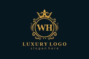 modèle initial de logo de luxe royal de lettre wh dans l'art vectoriel pour le restaurant, la royauté, la boutique, le café, l'hôtel, l'héraldique, les bijoux, la mode et d'autres illustrations vectorielles.