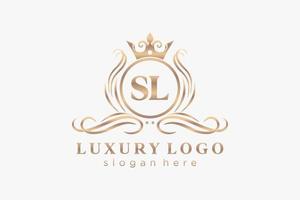 modèle de logo de luxe royal lettre initiale sl en art vectoriel pour restaurant, royauté, boutique, café, hôtel, héraldique, bijoux, mode et autres illustrations vectorielles.