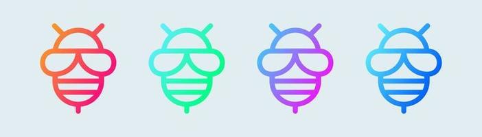icône de ligne d'abeille en dégradé de couleurs. miel signe illustration vectorielle. vecteur