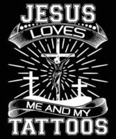 Jésus m'aime et ma conception de t-shirt de tatouages vecteur