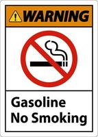 Panneau d'interdiction de fumer de l'essence d'avertissement sur fond blanc vecteur