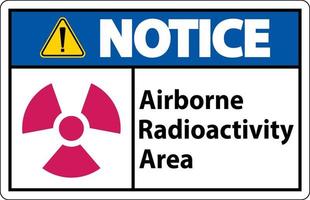 Remarquez le symbole de la zone de radioactivité en suspension dans l'air sur fond blanc vecteur