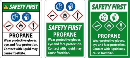 la sécurité d'abord propane gaz inflammable epp ghs signe vecteur