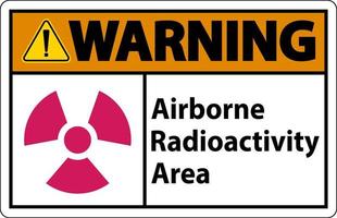 signe de symbole de zone de radioactivité en suspension dans l'air d'avertissement sur fond blanc vecteur