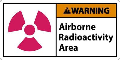 signe de symbole de zone de radioactivité en suspension dans l'air d'avertissement sur fond blanc vecteur