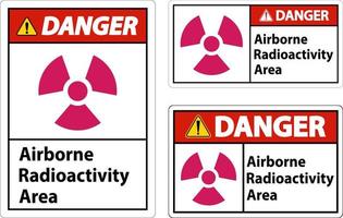 signe de symbole de zone de radioactivité en suspension dans l'air de danger sur fond blanc vecteur