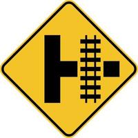 Passage à niveau du passage à niveau de l'autoroute Light Rail Transit signe droit vecteur