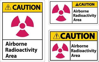 attention symbole de zone de radioactivité en suspension dans l'air signe sur fond blanc vecteur