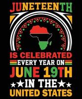 19ème jour noir histoire égalité culture conception de t-shirt indépendance afro-américaine vecteur