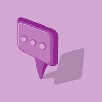 symbole de message 3d avec dégradé de couleur violet vecteur