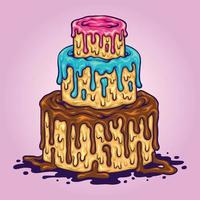 délicieuses illustrations vectorielles de gâteau d'anniversaire aux fraises pour votre logo de travail, t-shirt de marchandise de mascotte, autocollants et conceptions d'étiquettes, affiche, cartes de voeux publicitaires entreprise ou marques. vecteur