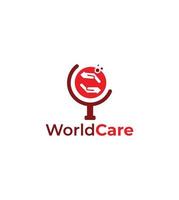 modèle de conception de logo vectoriel logo world care