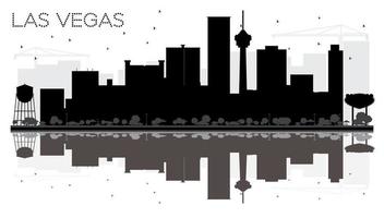 las vegas city skyline silhouette noire et blanche avec des reflets. vecteur