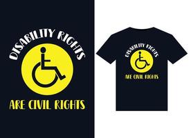 les droits des personnes handicapées sont des illustrations de droits civils pour la conception de t-shirts prêts à imprimer vecteur