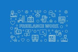 bannière horizontale de contour de concept de vecteur de travail indépendant