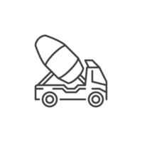 icône de vecteur de contour de camion de ciment. symbole de voiture bétonnière