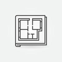 icône de concept de vecteur linéaire de documents de plan d'étage de maison