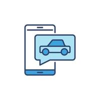 icône bleue de vecteur d'application de smartphone et de voiture autonome