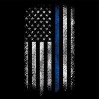 drapeau de police grunge usa avec dessin vectoriel fine ligne bleue