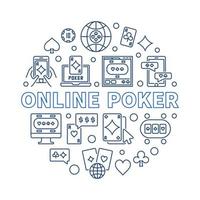 illustration circulaire de vecteur de poker en ligne dans le style de contour