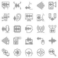 ensemble d'icônes vectorielles de contour de reconnaissance vocale et vocale vecteur