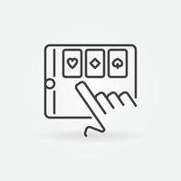 application de poker en ligne sur l'icône de vecteur de tablette dans le style de ligne mince