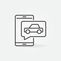 téléphone intelligent avec icône de ligne de concept de vecteur d'application de voiture autonome