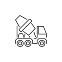 icône de concept de vecteur de camion malaxeur à béton dans un style de ligne mince