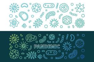 ensemble de bannières de contour coloré de concept de vecteur pandémique