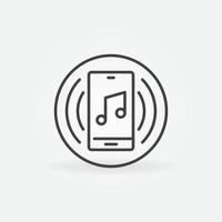 smartphone avec icône ronde de contour de vecteur de note de musique
