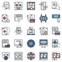 collection d'icônes de concept de vecteur de couleur de poker en ligne