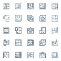 plan de maison bleu collection d'icônes modernes - ensemble vectoriel