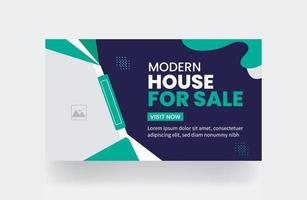 maison moderne à vendre modèle de conception de publication de couverture de bannière publication sur les médias sociaux modèle de vignette de couverture vidéo vecteur