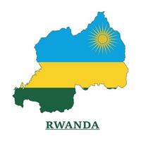 conception de la carte du drapeau national du rwanda, illustration du drapeau du pays du rwanda à l'intérieur de la carte