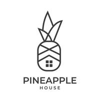 logo design ananas combinaison de symboles, icône de maison dans l'art graphique immobilier illustration graphique abstraite d'ananas sous la forme d'une maison vecteur