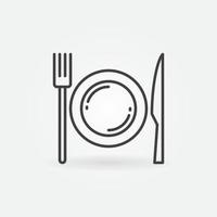 assiette avec fourchette et couteau icône de contour de concept de vecteur