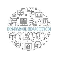 concept de vecteur linéaire d'éducation à distance illustration ronde