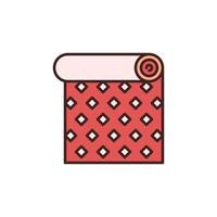 rouleau de papier peint rouge avec icône de vecteur de texture créative