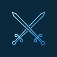 icône de contour coloré de vecteur de deux épées croisées