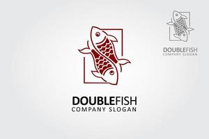 illustration du logo vectoriel double poisson. silhouette vectorielle d'un poisson. un excellent logo adapté aux agences de création, aux sociétés de conseil, au marketing, à Internet, etc.